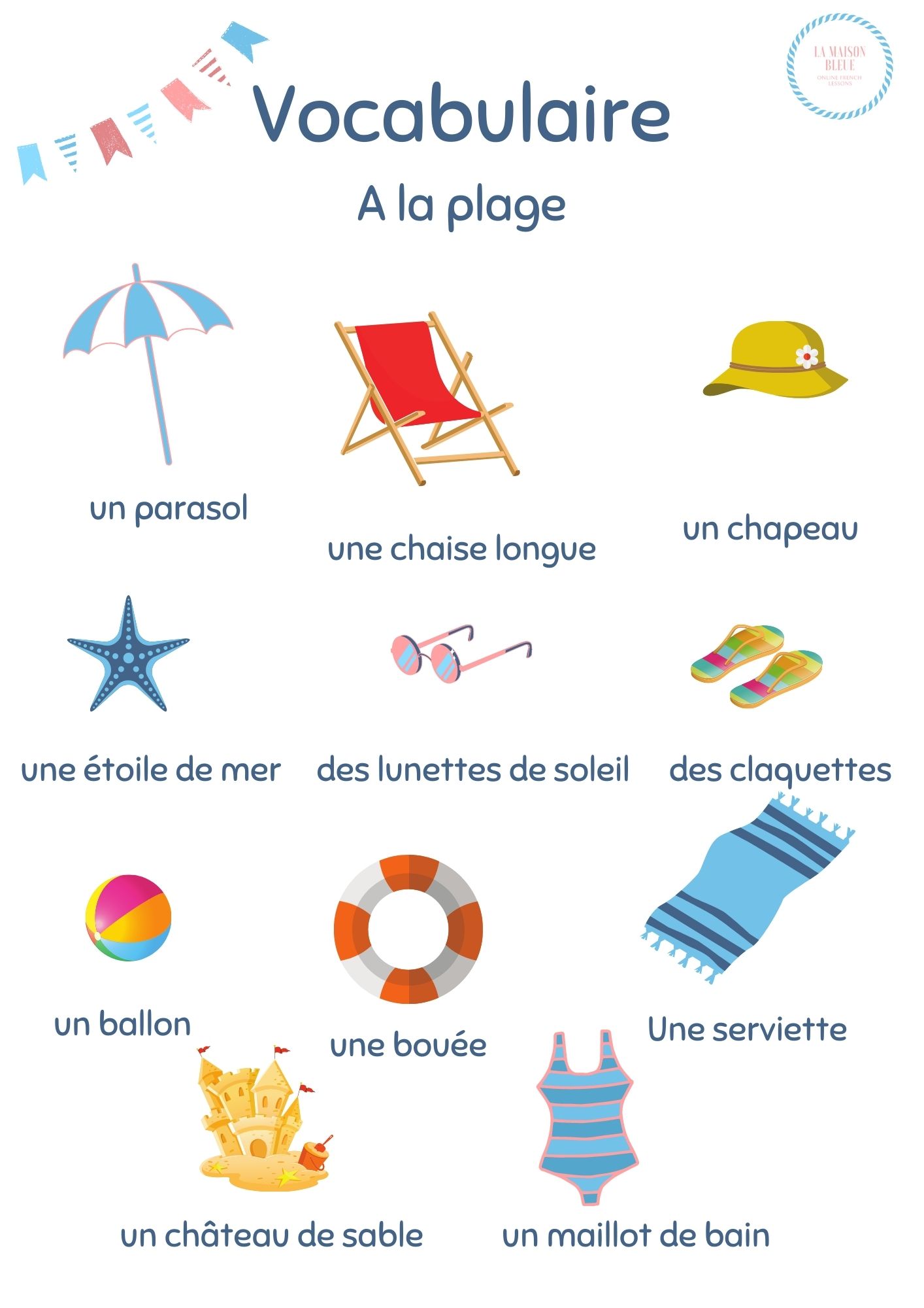 A la plage - French for kids
